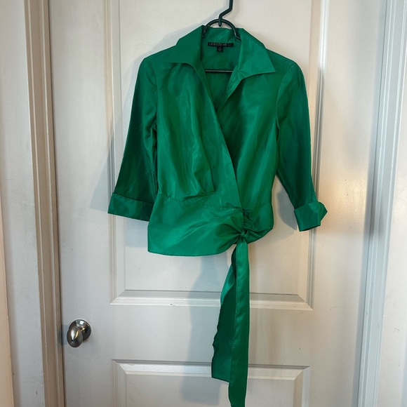 Lafayette 148 New York Emerald Wrap Blouse - Picture 10 of 10